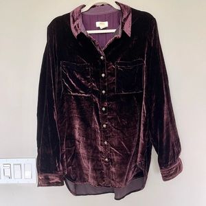 Anthropologie plum purple velvet shirt